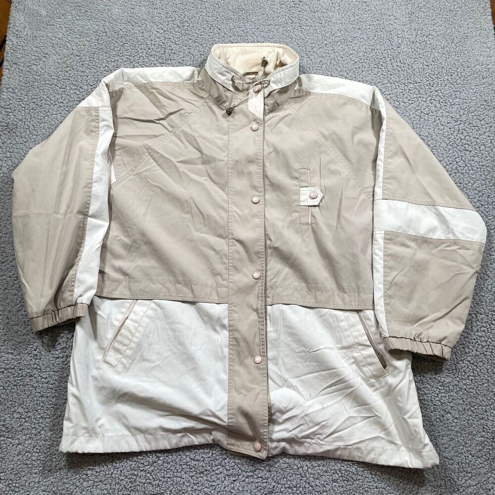 Vintage 90's Jacket Women's Windbreaker Rain Coat Innovations Tan Full Zip 2X
